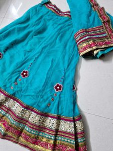Elegant Teal lehenga choli with Embellished Border