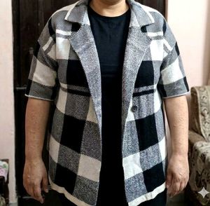 Checked Short Sleeve Blazer