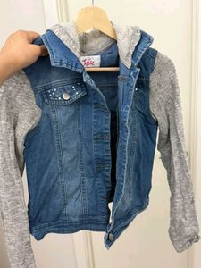 Justice Denim Jacket with Hooded Sleeves