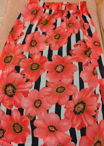 BOHO -FLORAL -STRIPED -SKIRT WITH SLITS