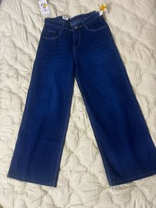 Wide Leg Dark Wash Denim Jeans.
