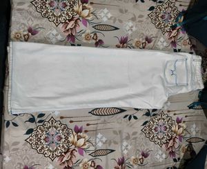 unisex White Wide Leg Jeans