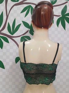 (700)Lace Bralette - Black &amp; Green