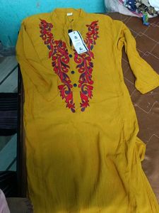 Combo of kurtis.mustard yellow and brown kurti