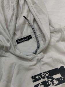 White Graphic Print Hoodie