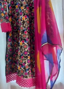 Vibrant Floral Kurta Set with Dupatta