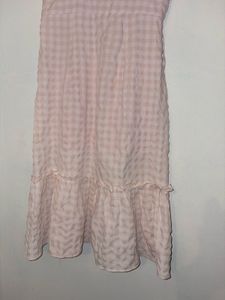 Light Pink Gingham Midi Dress