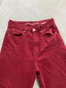 Topshop Red Mom Jeans