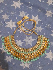 Stunning Teal &amp; Gold Necklace Set
