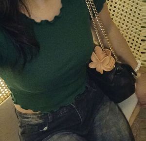 Green Lettuce Trim Crop Top
