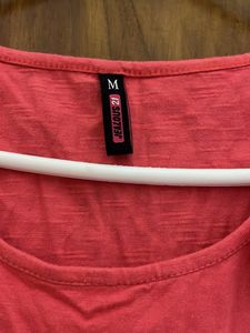 Coral Tank Top with Floral Detail