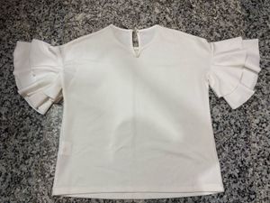 Chic White Ruffled Sleeve Top