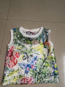 Girls' Butterfly Sleeveless Top &amp; Royal Blue Skirt