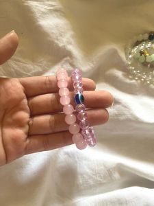 Two pink  pearl bracelet