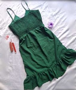 Green Ruched Mini Dress