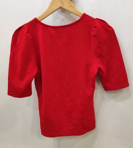 Red H&amp;M Puff Sleeve Top - XS/S