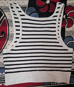 Cute White And Black Tank Top