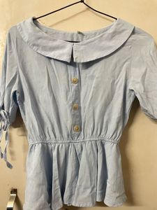 Light Blue Peplum Top