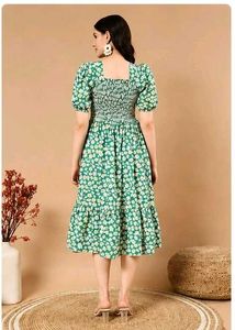 Green Floral Midi Dress