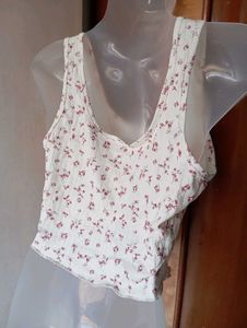 Cute Floral Print Crop Tank Top