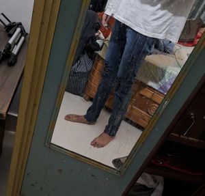 Men's Dark Blue Distressed Jeans – 34" Waist
