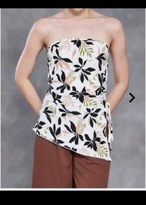 Boho Floral Print Strapless Top