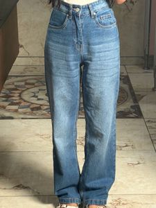 Trendy Blue Wash Wide Leg Jeans