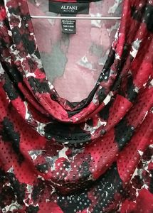 Alfani Women's Red Black Floral Sleeveless Top