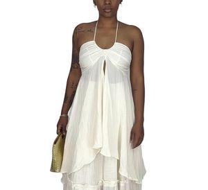 White Halter Neck Mini Dress