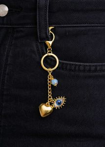 y2k Gold Heart & Evil Eye jeans hanging chain