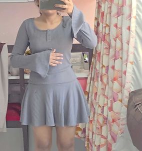Grey Bell Sleeve one piece