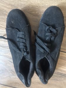 Black Suede Lace-Up Sneakers