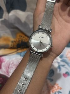 Elegant Silver Mesh Strap Watch