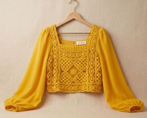 Boho Yellow Crochet Crop Top
