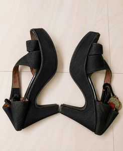 Unique Black Wedge Heels
