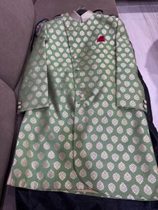 Green &amp; Gold Brocade Sherwani