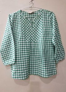 Green Gingham Cotton Top