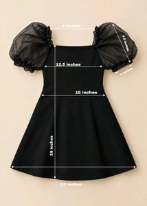 BLACK PUFF SLEEVE FLARED MINI DRESS