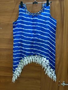 Stunning Blue Leheriya kurti navratri special