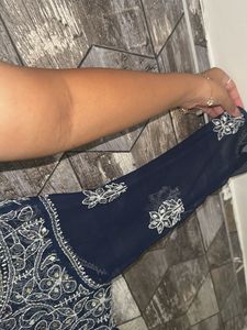 Navy Blue Embroidered Kurta