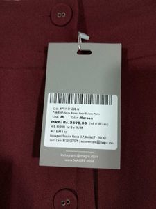 Maroon Straight Fit Trouser For Women's