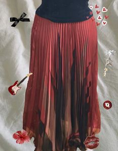 Maroon Aesthetic Skirt with Abstract Print