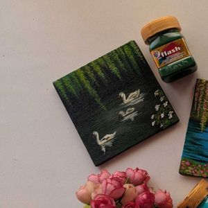 Miniature Swan Canvas Painting