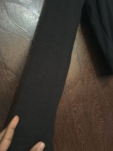 Chic Black Long Sleeve Top with Bow Detail