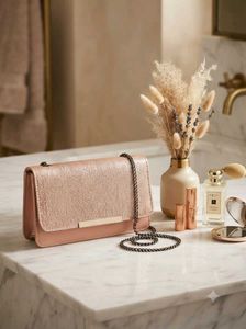 Chic Pink Glitter Clutch Bag