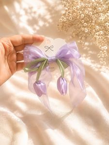 Cute Lavender Tulip Bow Hair Clip