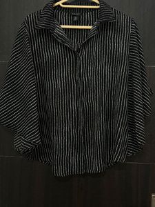 Black &amp; White Striped Loose Fit Top