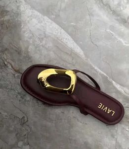 Stylish Burgundy Flat Sandals with Gold Buckle