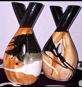 Combo of Unique Twisted Ceramic Vase&amp; Spiral vase
