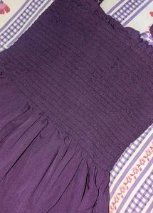 Purple Smocked Midi Dress + White Overlay Shirt